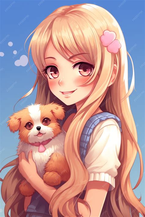 Premium Photo | Anime girl holding a puppy