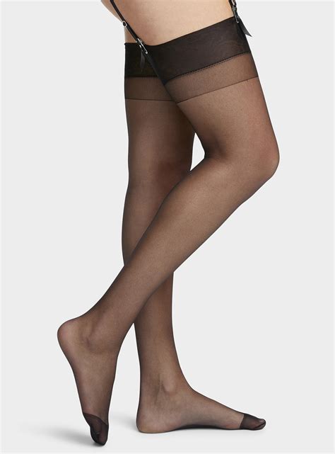 Bluebella Black Sheer Garter Thigh-highs | ModeSens
