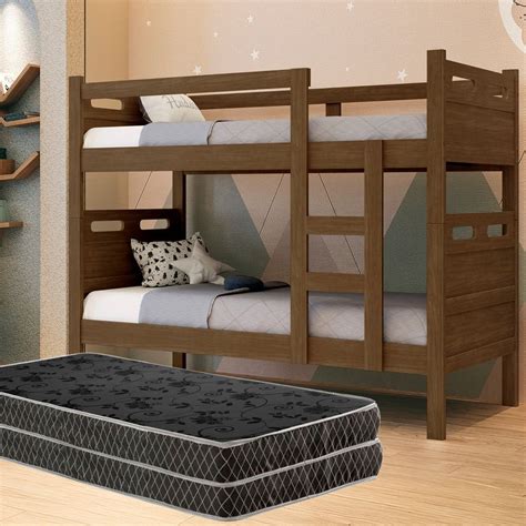 Beliche Solteiro Com Colchao - Beliche Solteiro em Mdf Reforçado com Colchão D20 que Vira Duas Camas ...