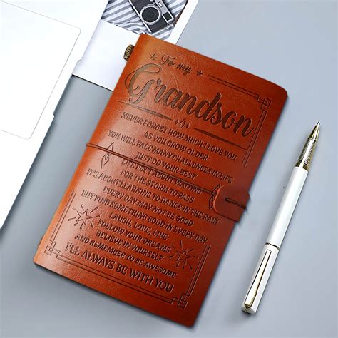 personalized leather journal refillable writing notebook  thick