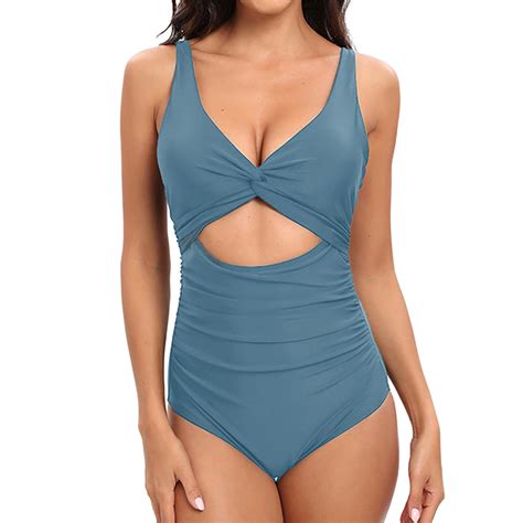 MSJUHEG Monokini,Halter Swimwear,Ruched Push Up Bathing Suit,1 Piece