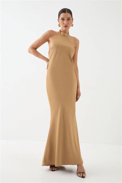 Dresses | High Neck Satin Cowl Back Bridesmaid Dress | MissPap