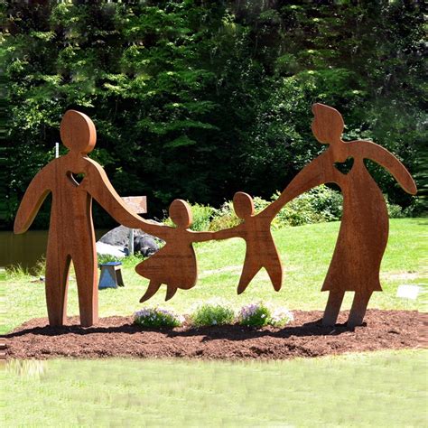 Contemporary Outdoor Metal Art Corten Steel Family Sculpture