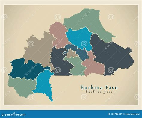 Modern Map - Burkina Faso with Different Colored Regions - Update 2020 ...