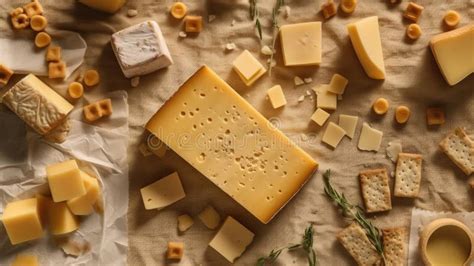 Cheese Plate with Different Types of Fermented Milk Products. Stock ...