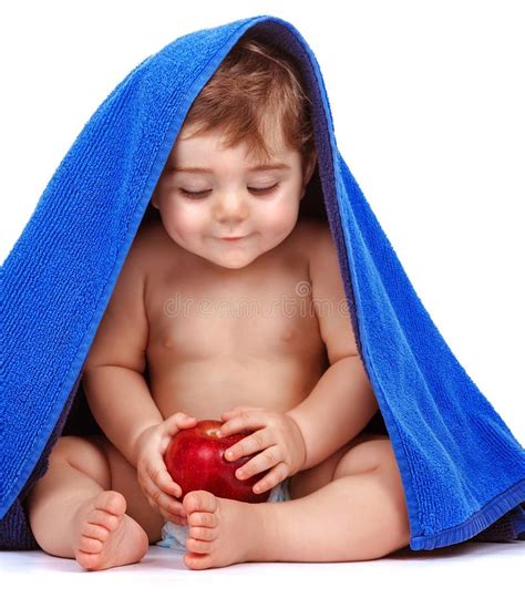 Happy Child with Fresh Fruit Stock Image - Image of isolated, blanket ...
