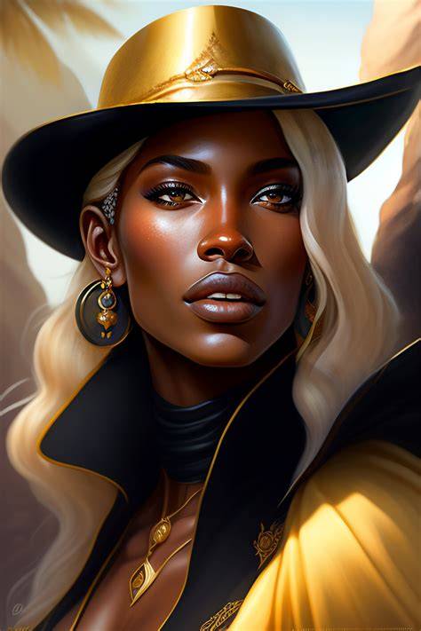 Lexica - Highly detailed portrait blond woman adventurer, dark skin
