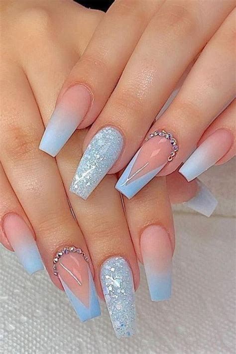 Unha Bailarina Decorada Azul - Unhas Bailarina Decorada Azul | Unha de gel bailarina, Unha bailarina ...