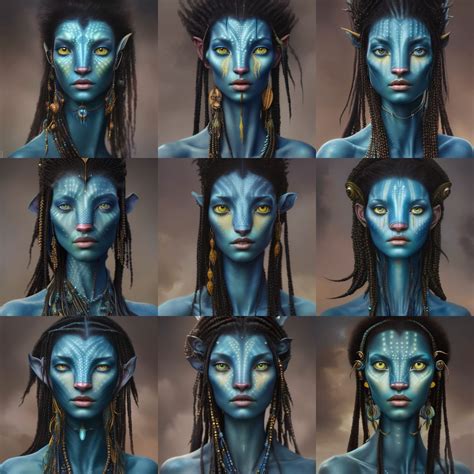 "detailed portrait of An elaborate beautiful Na’vi woman from the movie