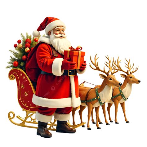 Gambar Santa Claus Dan Rusa Natalnya Png, Vektor, PSD, dan Clipart