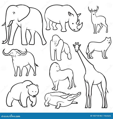 Collection of Wild Animals Sketches Stock Vector - Illustration of wild ...