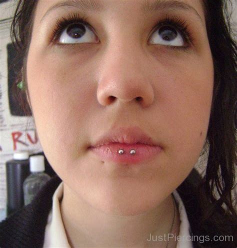 Horizontal Lip Piercings with Cute Girl