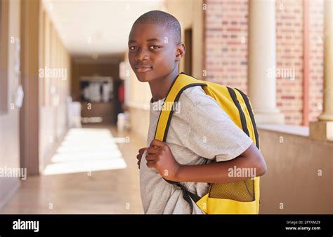 Child, backpack and school portrait of a African kid ready for education, learning and study ...