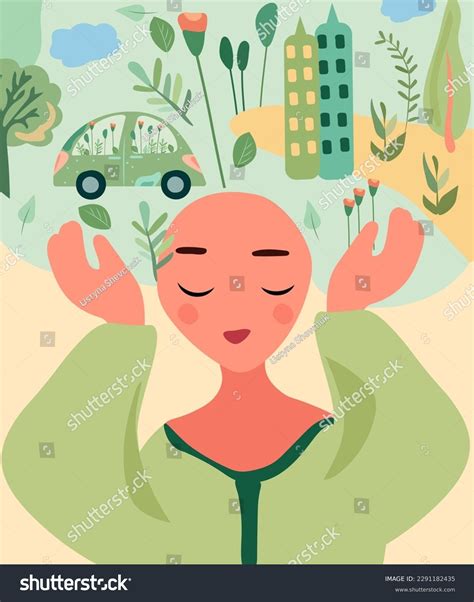 Lady Embracing Our Planet Sustainable Vehicle Stock Vector (Royalty