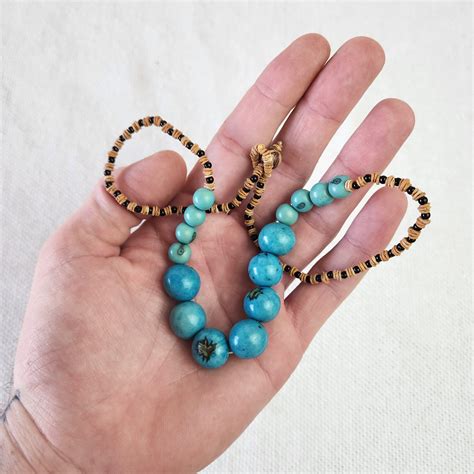 Colar Bolinhas de Jarina com Açaí - Azul - Imaterial Artesanato Brasileiro