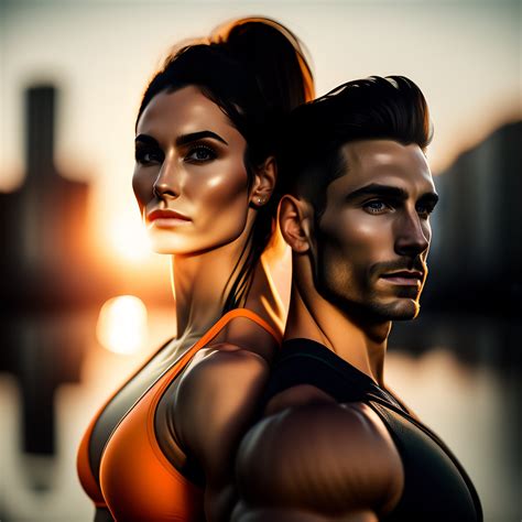 Lexica - Portrait beautiful fitness couple, natural skin, hero pose