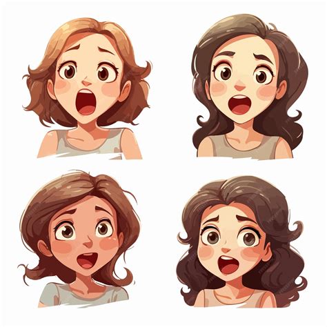 cartoon girls showing  facial expressions premium ai