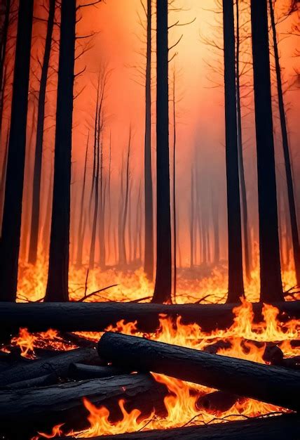 premium photo  forest   wild fire burning  forest