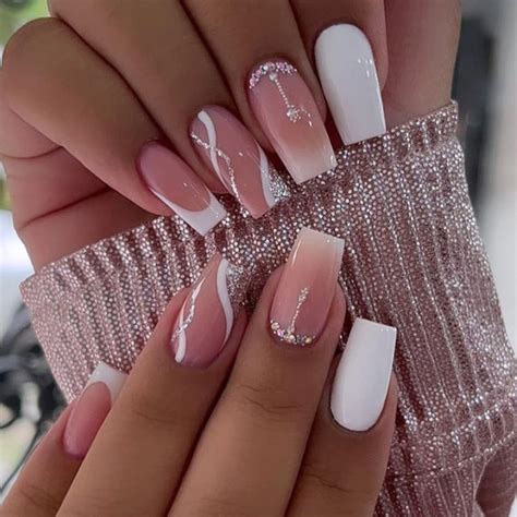 pink  silver acrylic nails