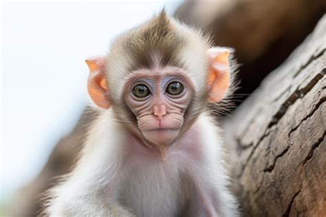 Premium AI Image | a baby monkey sitting on a tree branch