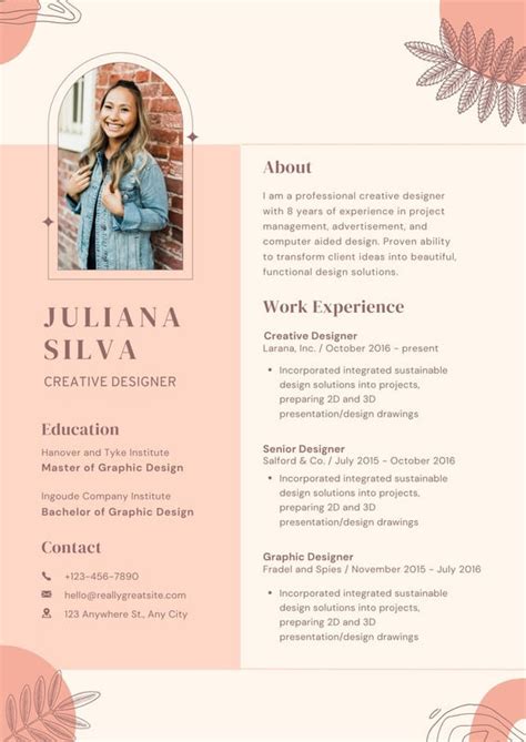 Page 5 - Free, custom printable graphic design resume templates | Canva