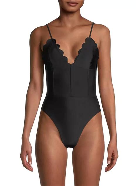 2244 Mikayla Scalloped One Piece Swimsuit In Black