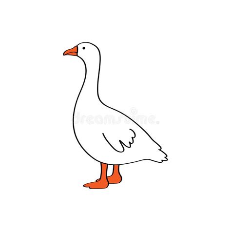 White Cartoon Goose Standing Isolated on White Background Stock Vector ...