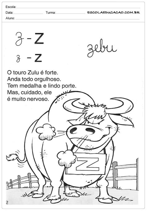 Texto Com A Letra Z - Atividades com a letra Z - Atividades prontas para imprimir
