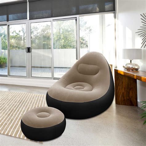 hengsof Inflatable Couch with Armrest＆Ottoman, Blow Up Lounger Chair