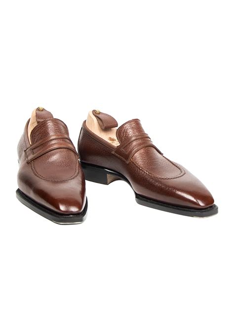 Dark Brown Penny Loafers in Boar Hide | Stefano Bemer