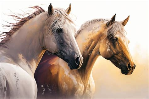 Portrait of two horses stock illustration. Illustration of head - 271287532