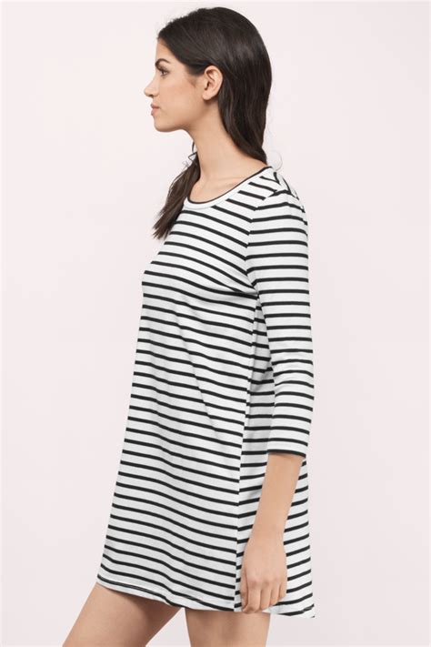 black and white striped dress - Dress Yp