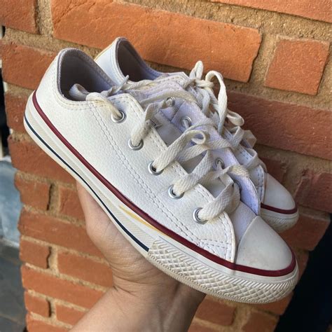 All Star Infantil Branco Couro - All Star Branco de Couro Tamanho 30 em Bom Estado | Calçado Infantil ...