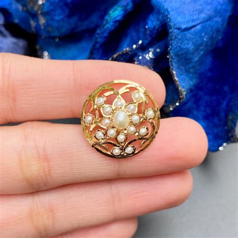 Small Round Pearl Ring | Gold Plated on Silvre | Jadau Jewelry with Re