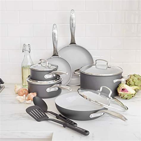 GreenLife Pro Hard Anodized Healthy Ceramic Nonstick, 12 Piece Cookware Pots and Pans Set, PFAS ...