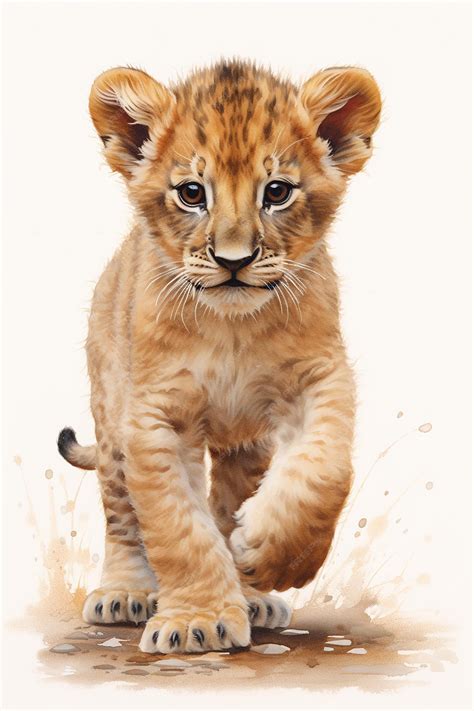 Premium AI Image | a drawing of a lion cub that is on a white background