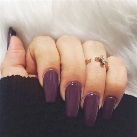 dark purple fall nails, purple acrylic nails, manicure ideas, manicure inspo, midi ring | Purple ...