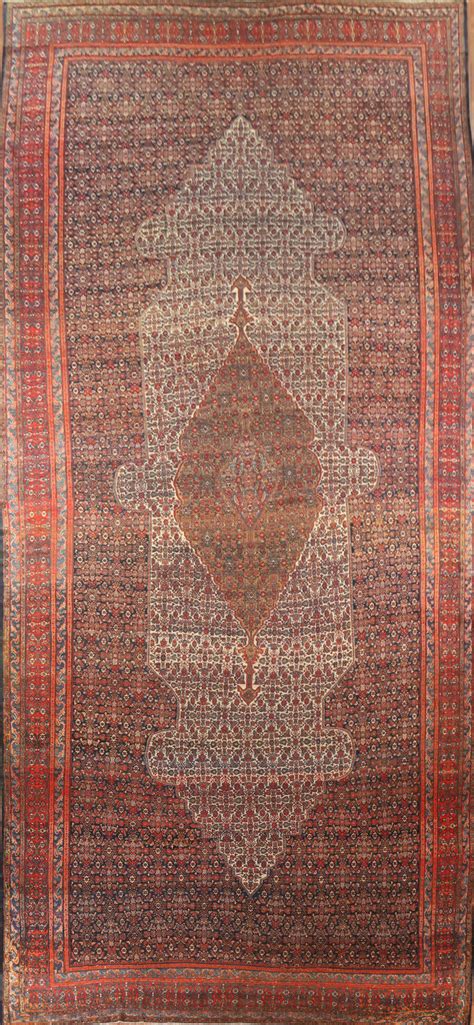 Pre-1900 Antique Vegetable Dye Bibikabad Persian Rug 14x31