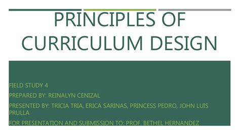 Principles of Curriculum Design