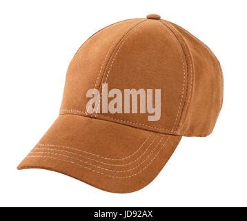 brown baseball cap isolated  white background casual textile cap