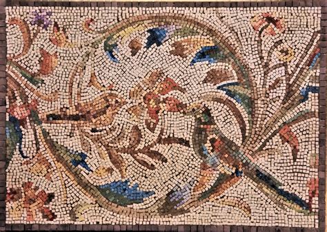 Naturalistic Roman Art Mosaic Frieze With Birds and Acanthus - Etsy