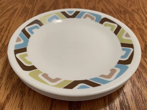 Retro Corelle Vitrelle Squared Pattern Bread and Butter Plates ~ Set of ...