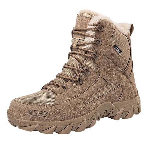 XDDST Mens Work Boots Winter Plush Cotton Boots Large Size Couples ...