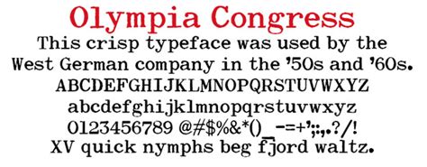 Free Typewriter Fonts: Olympia fonts