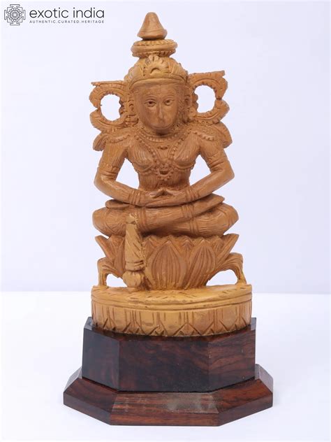 7" Lord Hanuman In Meditation - Wood Statue | Exotic India Art