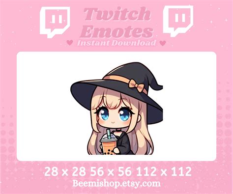 Chibi Girl Witch Drinking Boba Halloween Spooky Tea Kawaii Adorable