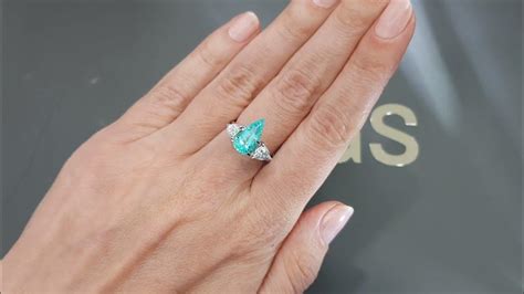 rare neon blue paraiba tourmaline pear cut ct  youtube