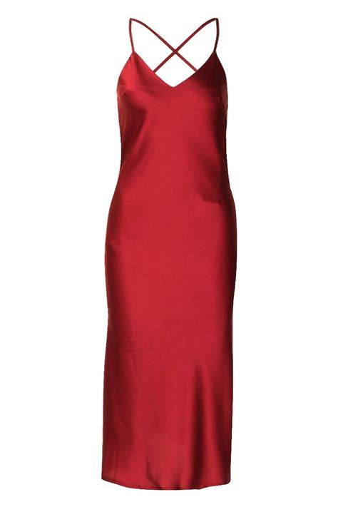 Satin Cowl Back Midi Slip Dress | Slip dress, Red slip dress, Fashion