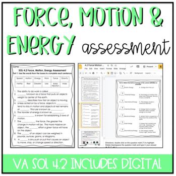 4.2 Force, Motion, Energy Assessment | TpT