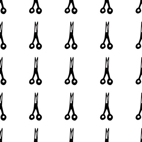 Scissor seamless pattern. Hand drawn professional pair of scissors